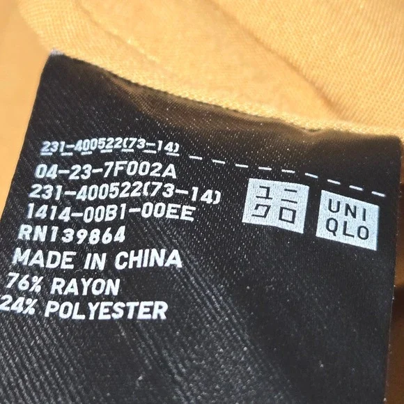 Uniqlo Rayon Skipper Collar Blouse Mustard Yellow Relaxed Fit XS Career Office - Picture 9 of 11